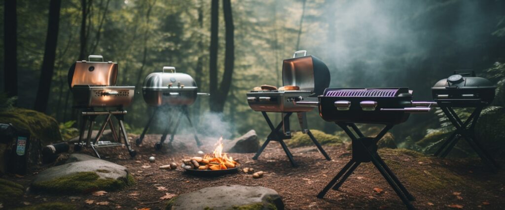 Verschiedene Camping Grill Modelle